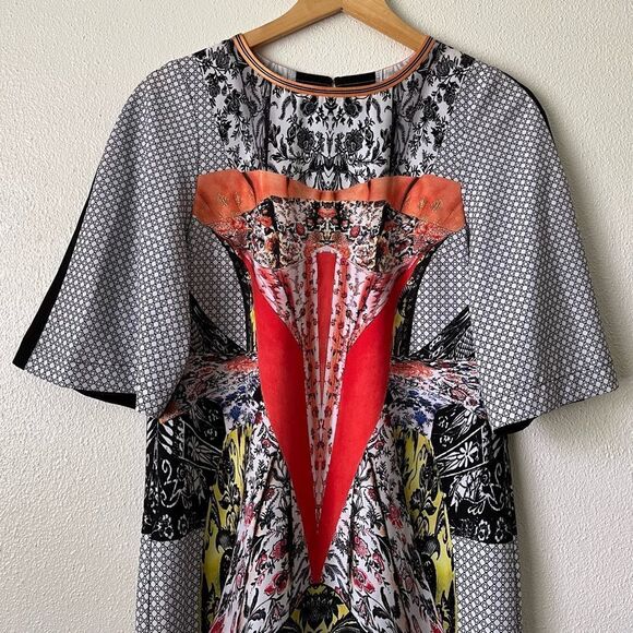 Clover Canyon Multicolor Abstract Geometric Floral Tile  Print Round Neck Dress - Picture 2 of 11